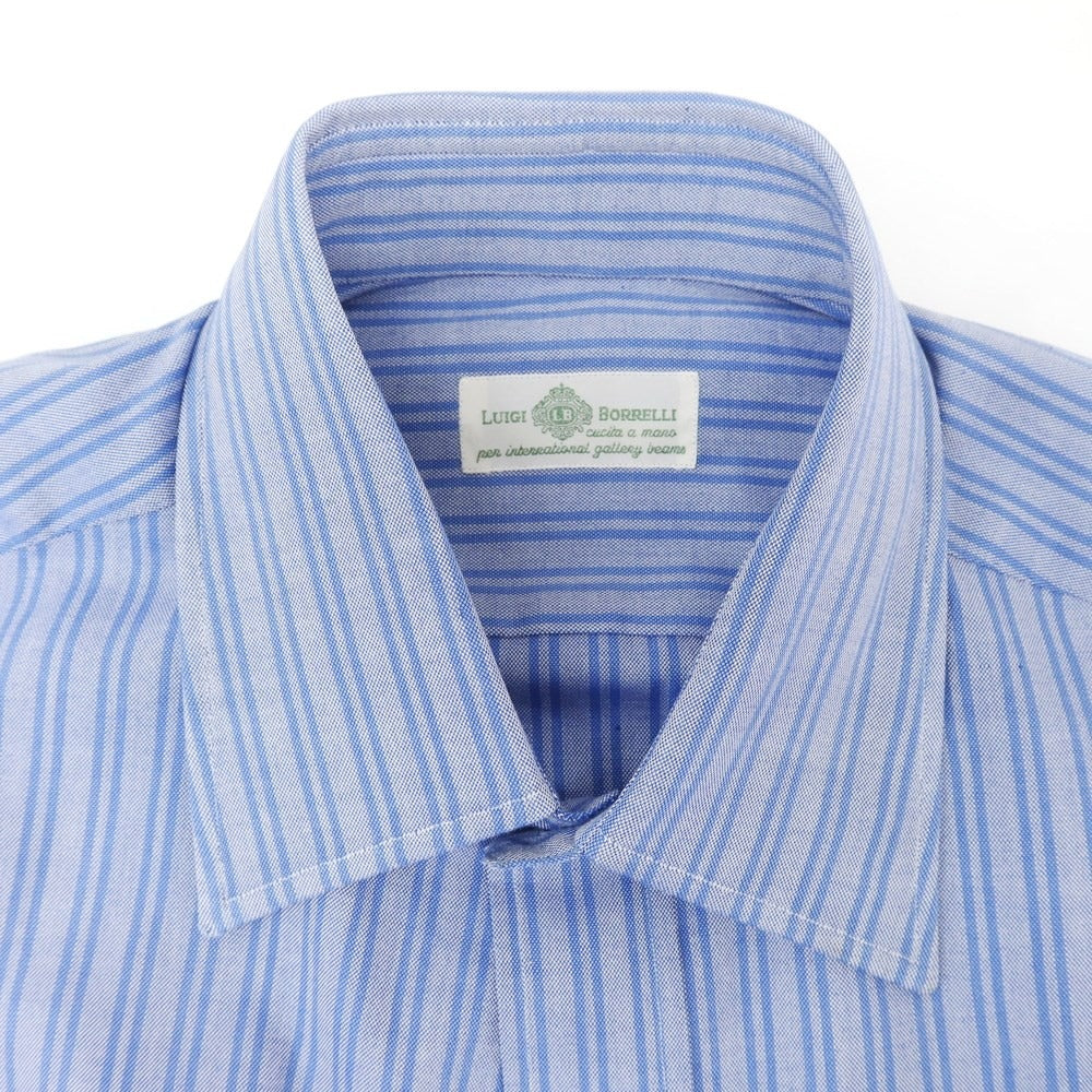 [Used] Luigi Borrelli Oxford cotton striped dress shirt, blue [41] [Condition rank A] [Men&