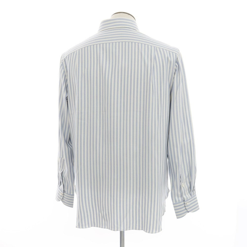 [Used] Luigi Borrelli Herringbone Striped Dress Shirt Light Blue x Off White [42] [Condition Rank A] [Men&