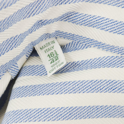 [Used] Luigi Borrelli Herringbone Striped Dress Shirt Light Blue x Off White [42] [Condition Rank A] [Men&