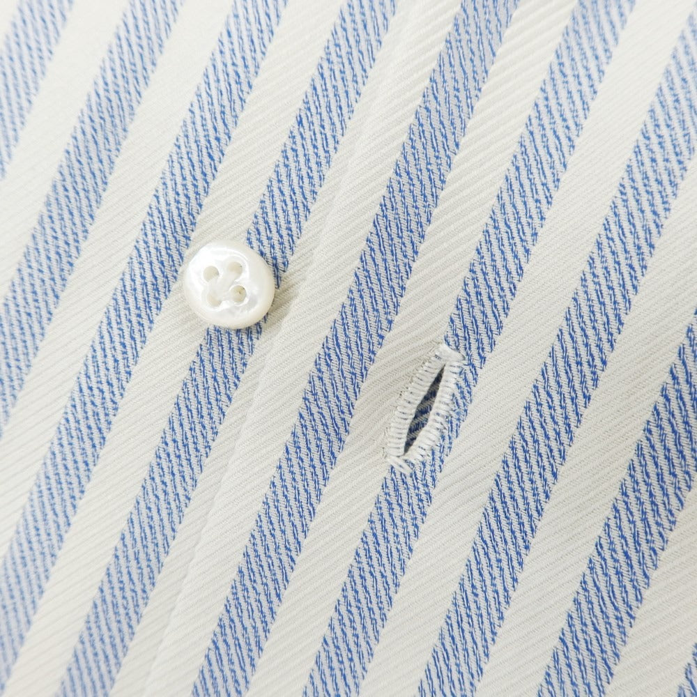 [Used] Luigi Borrelli Herringbone Striped Dress Shirt Light Blue x Off White [42] [Condition Rank A] [Men&