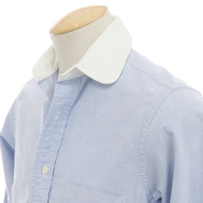 [Used] Keaton Chase Oxford Round Collar Cleric Shirt Blue x White [14 1/2] [Condition Rank C] [Men&