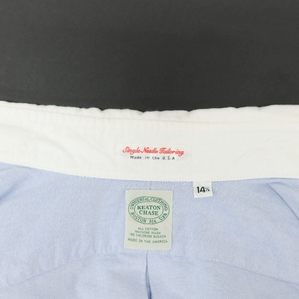 [Used] Keaton Chase Oxford Round Collar Cleric Shirt Blue x White [14 1/2] [Condition Rank C] [Men&