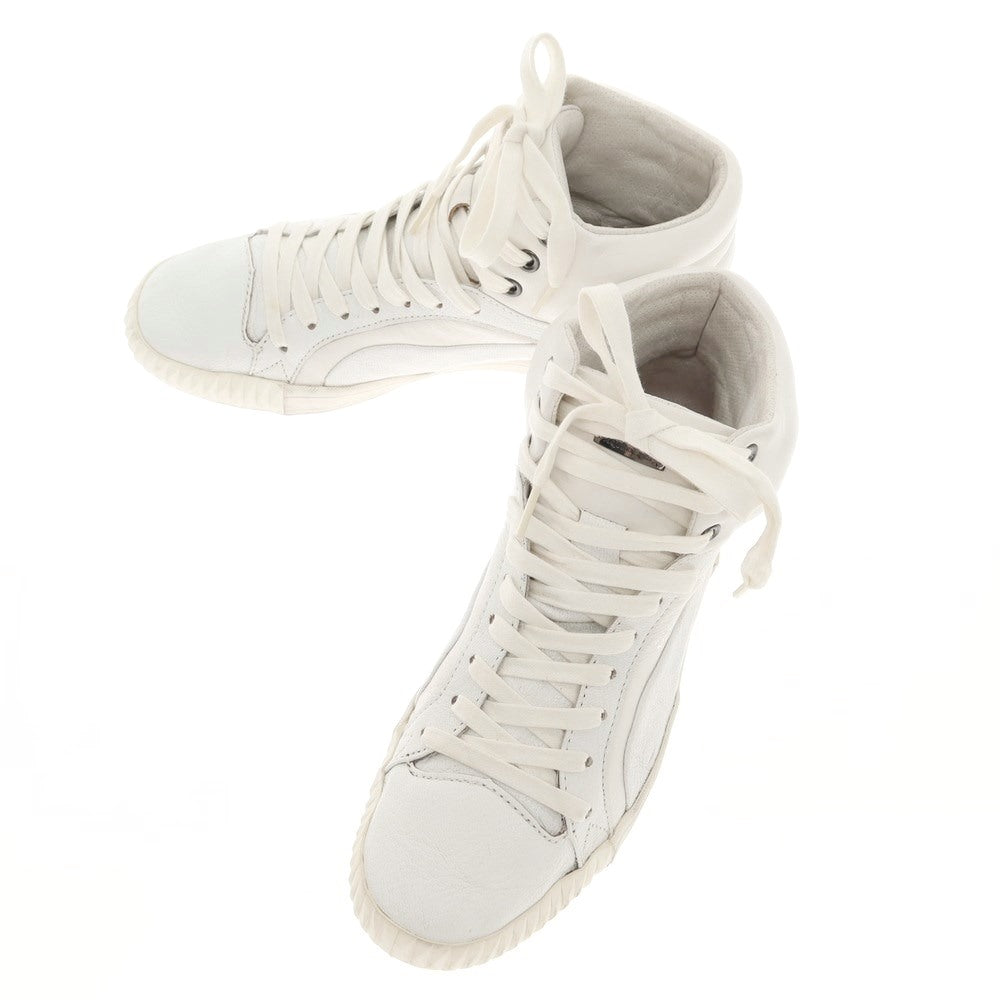 [Used] Alexander McQueen Leather Mid-Cut Sneakers White x Ivory [25.5] [Condition Rank C] [Men&