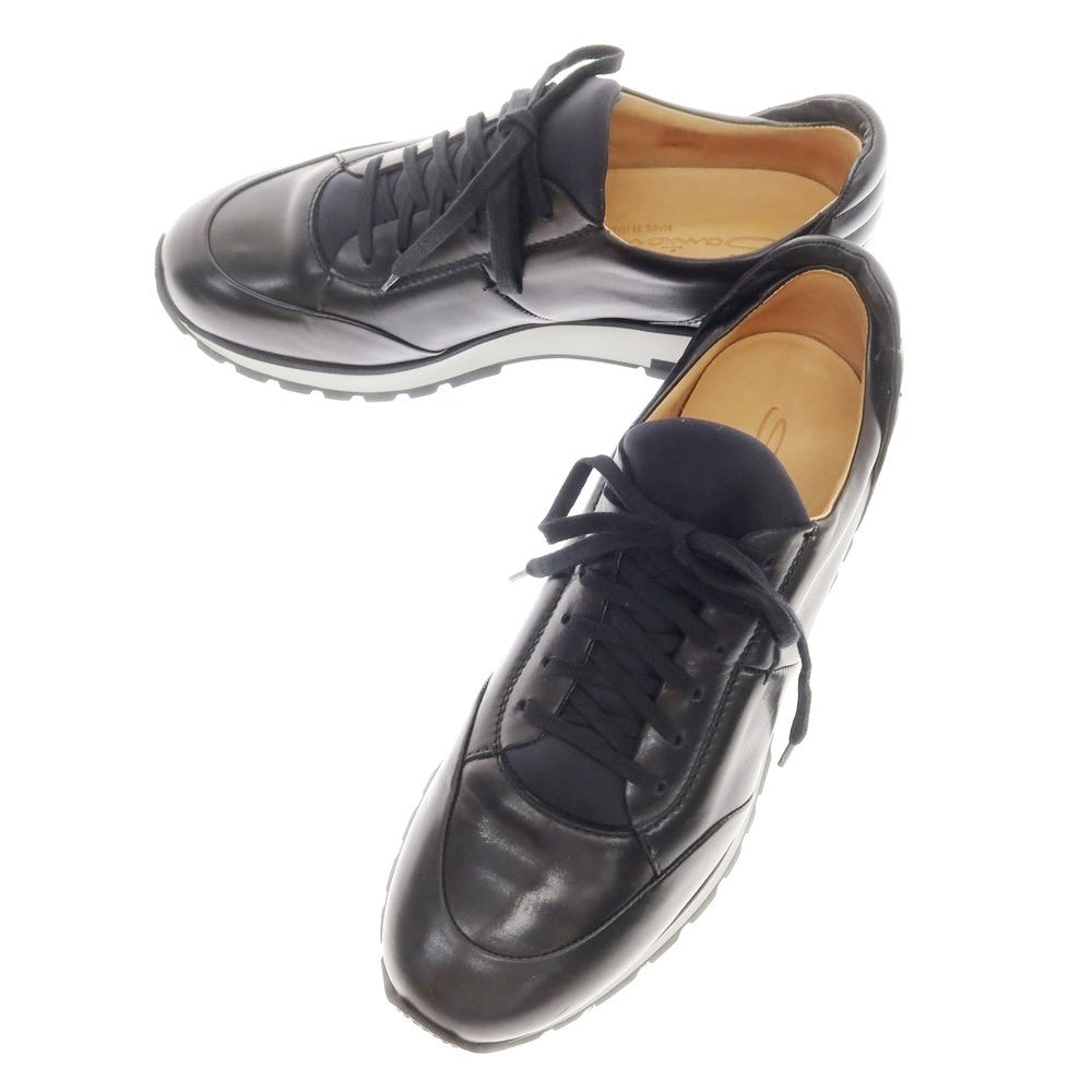 【中古】サントーニ Santoni レザー スニーカー ブラック【 7.5 】【 状態ランクB 】【 メンズ 】