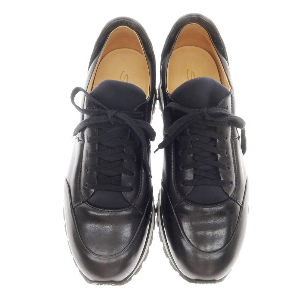 【中古】サントーニ Santoni レザー スニーカー ブラック【 7.5 】【 状態ランクB 】【 メンズ 】