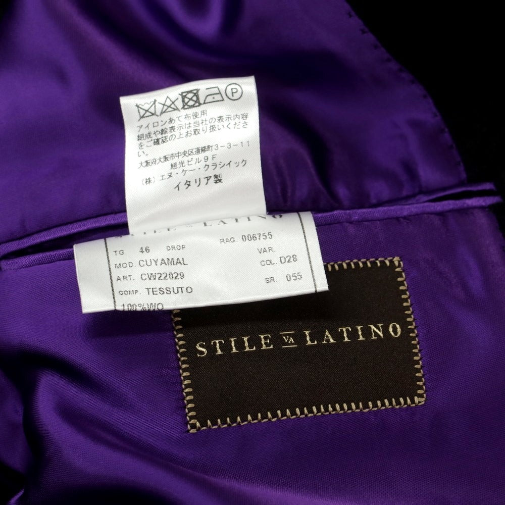 【中古】スティレ ラティーノ STILE LATINO ウール ヘリンボーン ステンカラーコート ブラック【 46 】【 状態ランクB 】【 メンズ 】