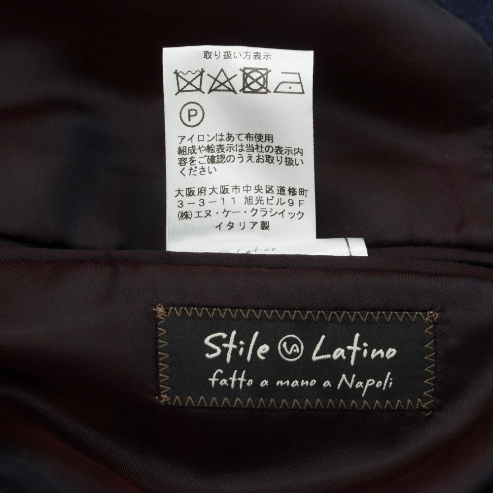 【中古】スティレ ラティーノ STILE LATINO カシミヤ ベルテッド ステンカラーコート ネイビーxブルー【 44 】【 状態ランクA 】【 メンズ 】