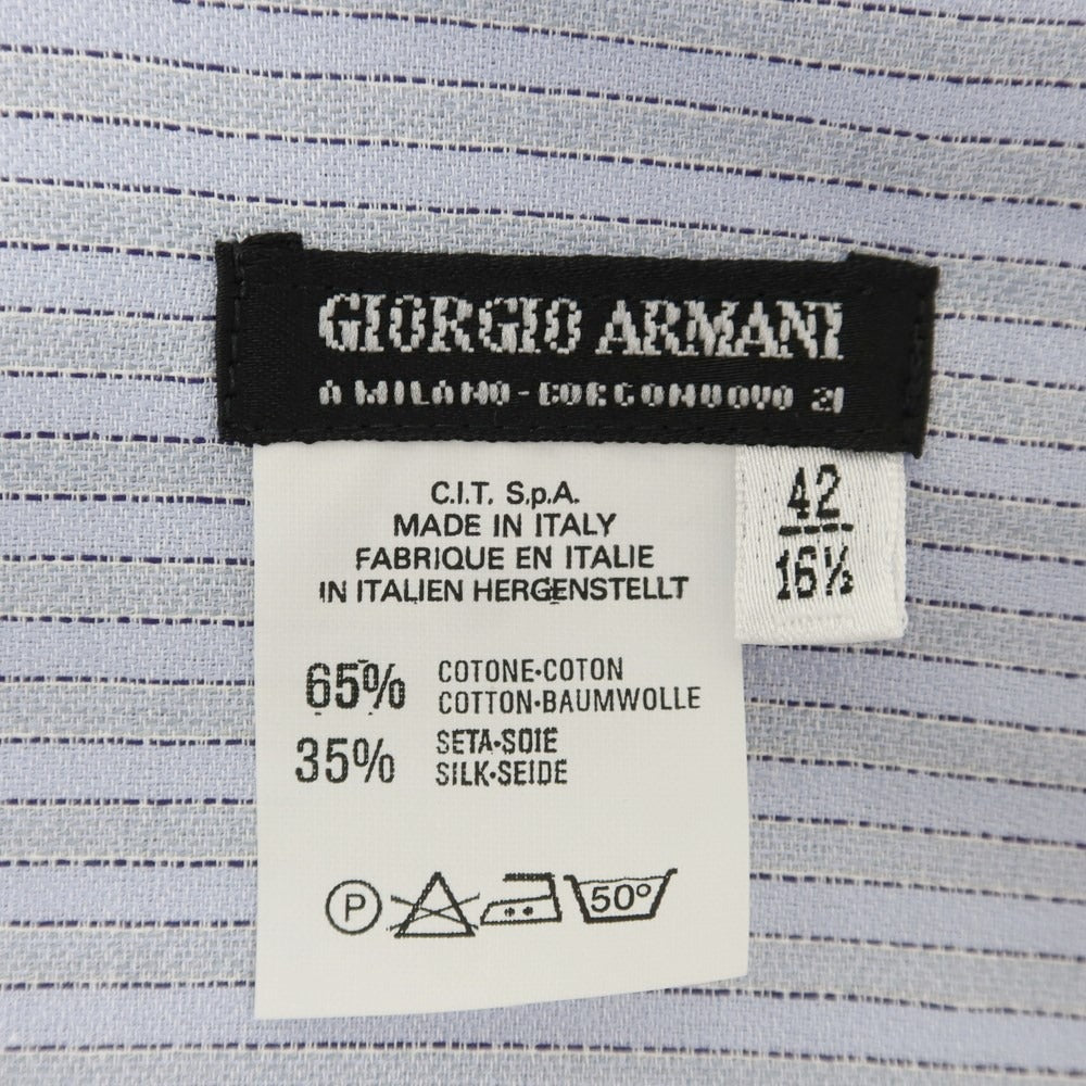 【中古】ジョルジオアルマーニ GIORGIO ARMANI コットンシルク スナップダウン カジュアルシャツ ライトブルー【 42 】【 状態ランクA 】【 メンズ 】