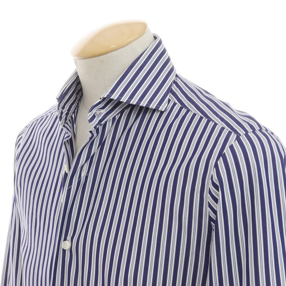 [Used] BARBA Cotton Wide Collar Dress Shirt Navy x White [37] [Condition Rank B] ​​[Men&