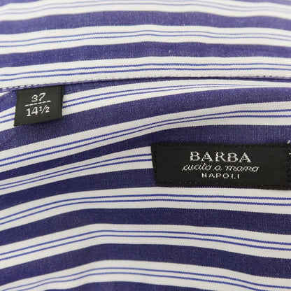 [Used] BARBA Cotton Wide Collar Dress Shirt Navy x White [37] [Condition Rank B] ​​[Men&