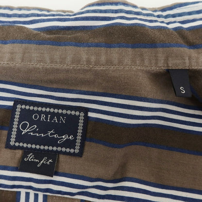 [Used] ORIAN Cotton Striped Horizontal Collar Casual Shirt Brown x Navy [S] [Condition Rank C] [Men&