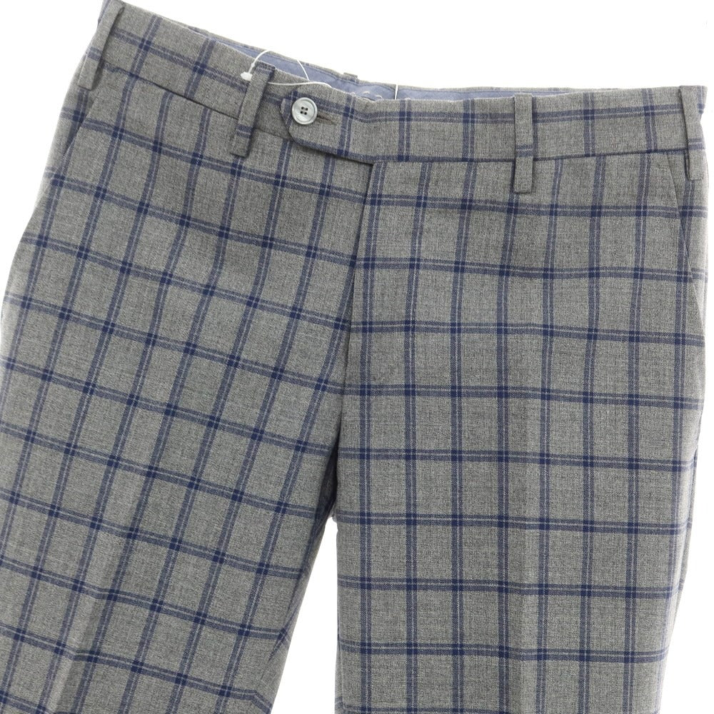 [Used] GERMANO wool check dress slacks pants, gray x navy [Size 44] [GRY] [S/S] [Condition Rank A] [Men&