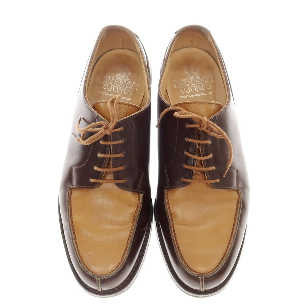 【中古】クロケットアンドジョーンズ CROCKETT&amp;JONES MORETON コンビ Uチップ ドレスシューズ ブラウンxダークベージュ【 6 1/2　E 】【 状態ランクB 】【 メンズ 】