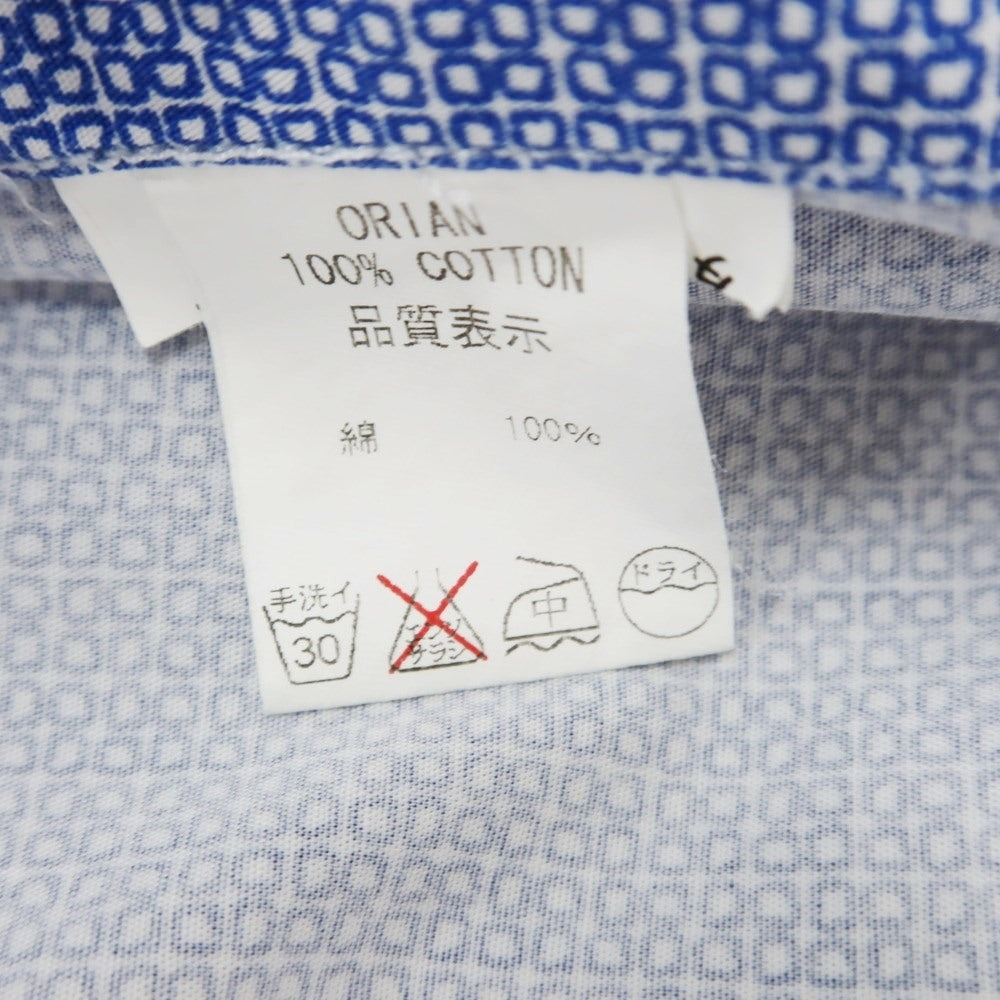 [Used] ORIAN Cotton Horizontal Collar Casual Shirt Blue x White [No size indicated (L)] [Condition Rank C] [Men&