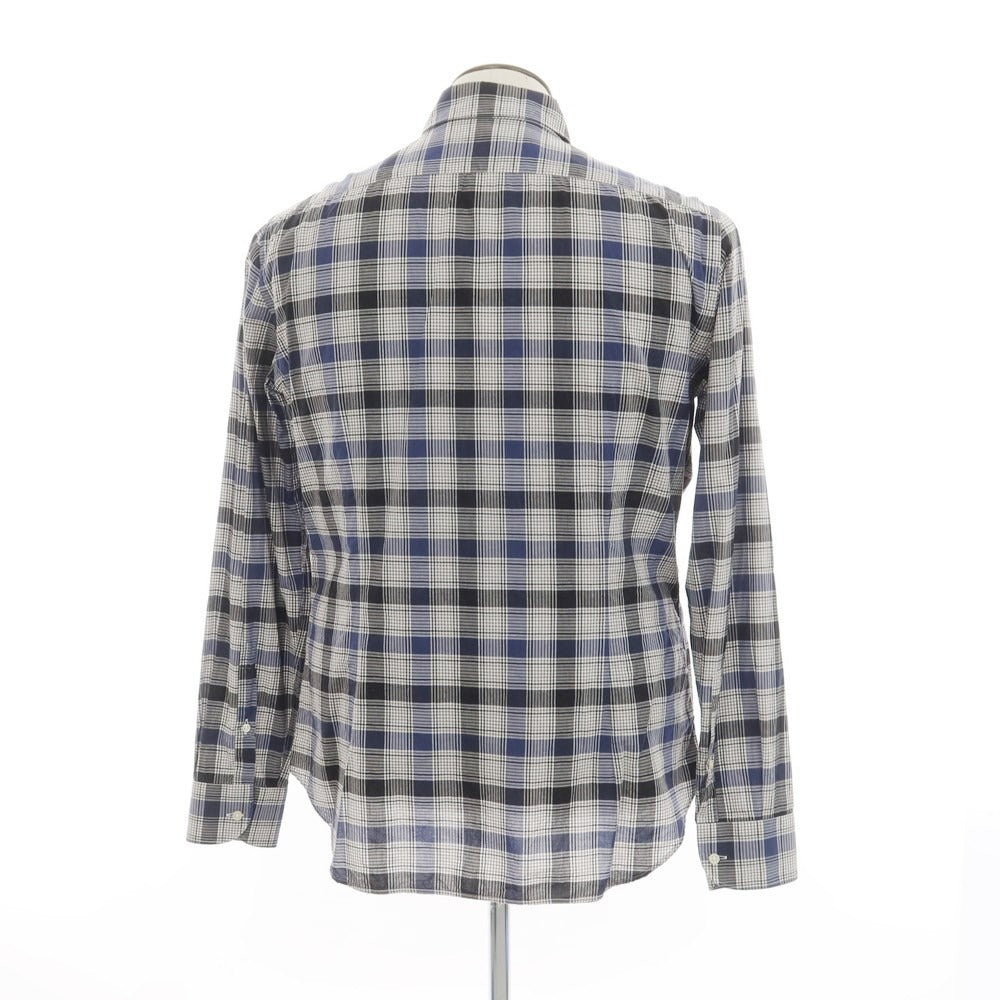 [Used] CIT LUXURY Cotton Check Horizontal Collar Casual Shirt White x Black [41] [Condition Rank C] [Men&