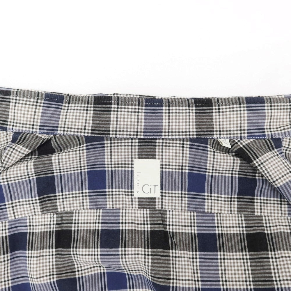 [Used] CIT LUXURY Cotton Check Horizontal Collar Casual Shirt White x Black [41] [Condition Rank C] [Men&