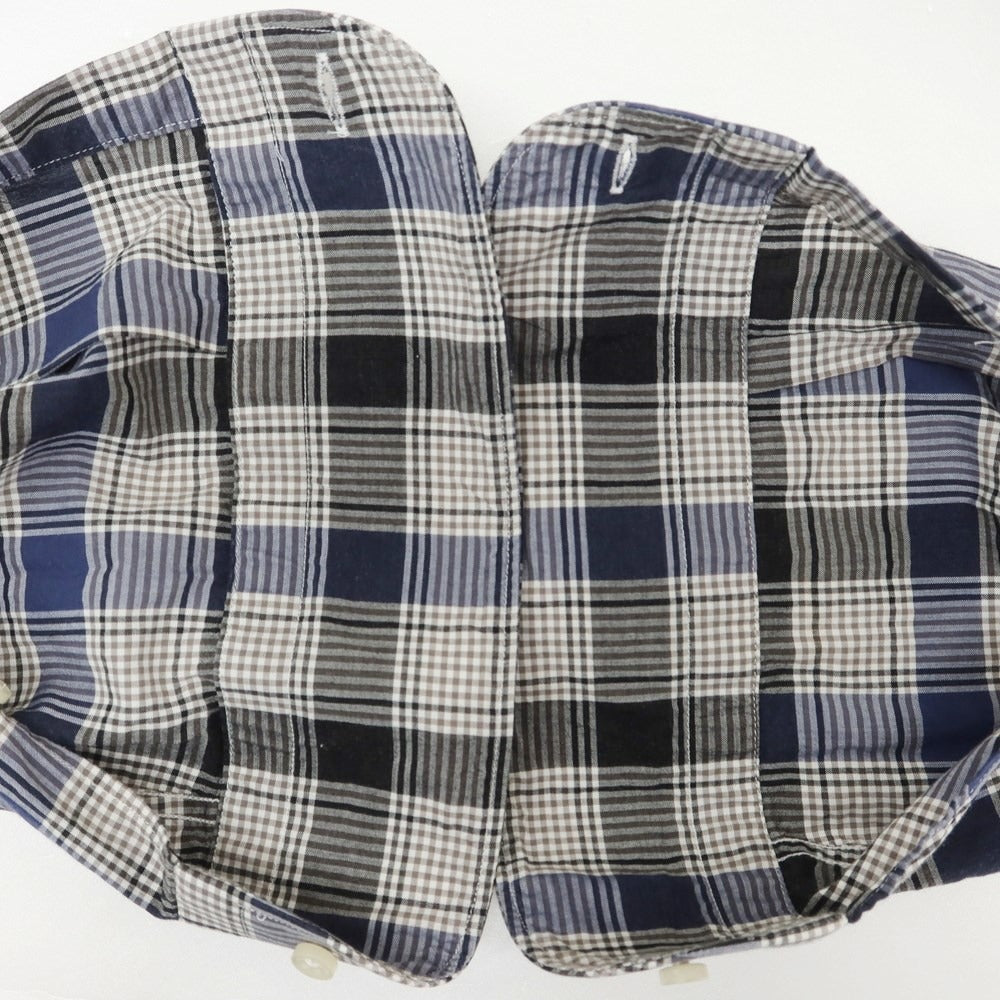 [Used] CIT LUXURY Cotton Check Horizontal Collar Casual Shirt White x Black [41] [Condition Rank C] [Men&