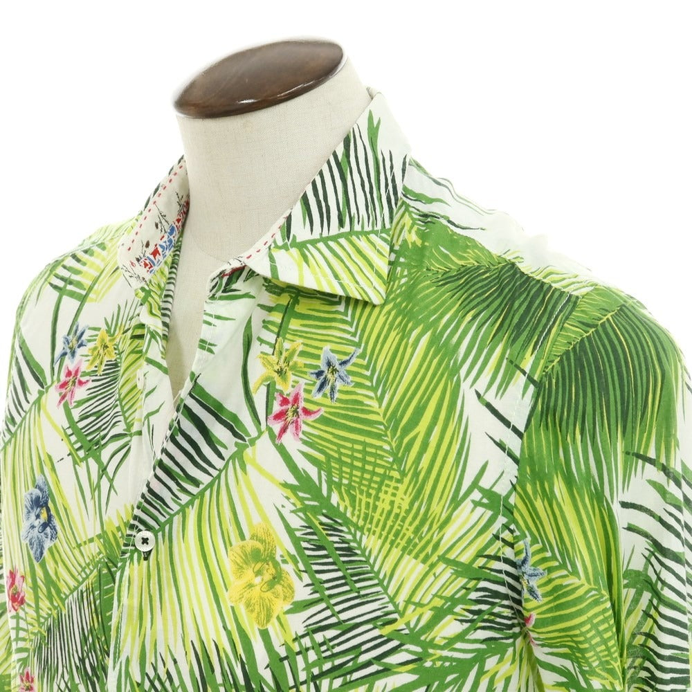 [Used] Ganesh Cotton Botanical Pattern Casual Shirt Light Green x White [L] [Condition Rank B] ​​[Men&