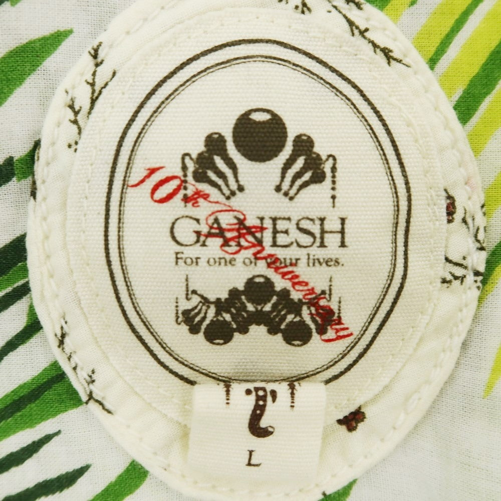 [Used] Ganesh Cotton Botanical Pattern Casual Shirt Light Green x White [L] [Condition Rank B] ​​[Men&