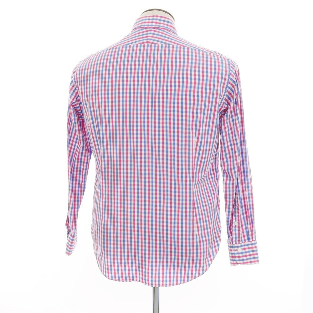 [Used] SCHIATTI Cotton Button-down Check Casual Shirt White x Pink [L] [Condition Rank B] ​​[Men&