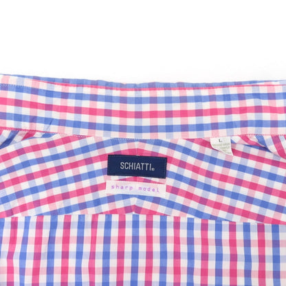 [Used] SCHIATTI Cotton Button-down Check Casual Shirt White x Pink [L] [Condition Rank B] ​​[Men&