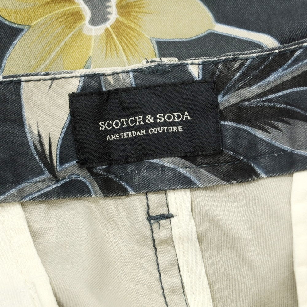 [Used] Scotch &amp;amp; Soda Stretch Cotton Botanical Pattern Casual Slacks Pants Black x Beige [Size 31] [BLK] [S/S] [Condition Rank C] [Men&