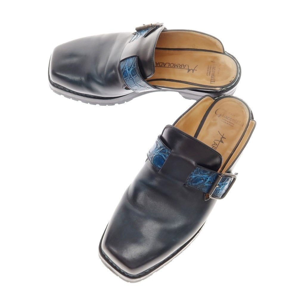 [Used] F.LLI Giacometti Marmolada Leather Clog Sandals Navy Black x Blue [42] [Condition Rank C] [Men&