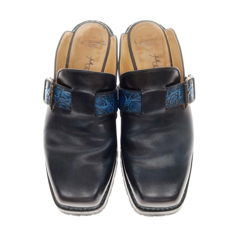 [Used] F.LLI Giacometti Marmolada Leather Clog Sandals Navy Black x Blue [42] [Condition Rank C] [Men&