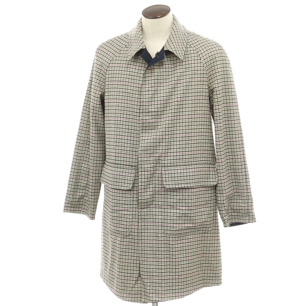 【中古】アルティジャナーレ Artigianale リバーシブル ウールカシミヤ チェック ステンカラーコート ホワイトxブラック【 XL 】【 状態ランクB 】【 メンズ 】 [EPD]