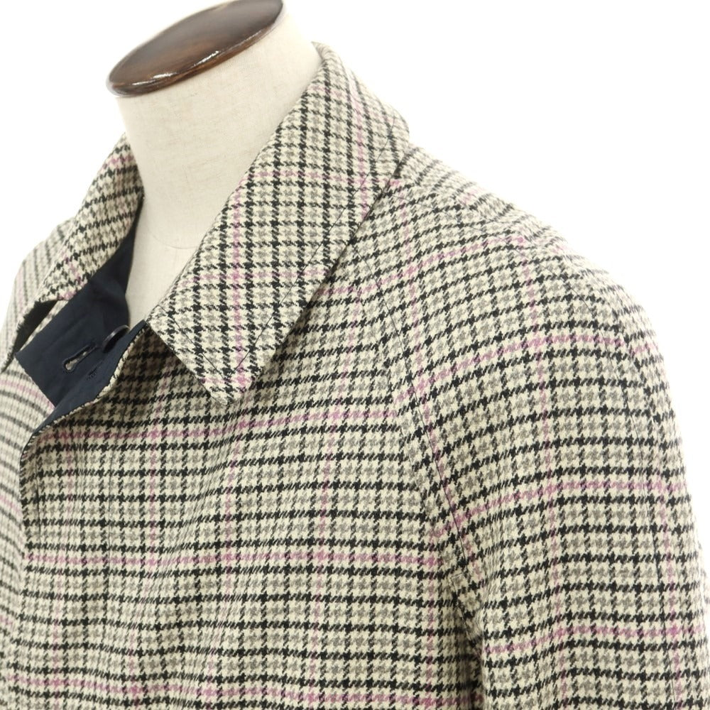 【中古】アルティジャナーレ Artigianale リバーシブル ウールカシミヤ チェック ステンカラーコート ホワイトxブラック【 XL 】【 状態ランクB 】【 メンズ 】 [EPD]