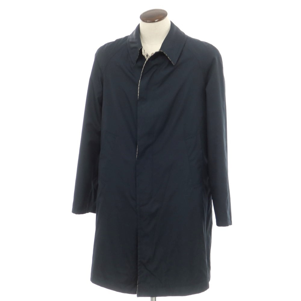 【中古】アルティジャナーレ Artigianale リバーシブル ウールカシミヤ チェック ステンカラーコート ホワイトxブラック【 XL 】【 状態ランクB 】【 メンズ 】 [EPD]
