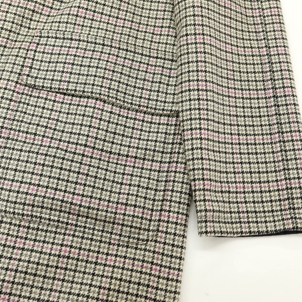 【中古】アルティジャナーレ Artigianale リバーシブル ウールカシミヤ チェック ステンカラーコート ホワイトxブラック【 XL 】【 状態ランクB 】【 メンズ 】 [EPD]