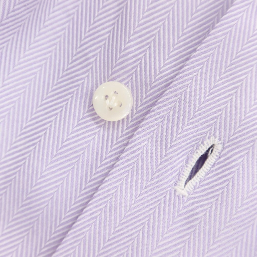 [Used] Giovanni Inglese Cotton Herringbone Wide Collar Dress Shirt Light Purple [38] [Condition Rank C] [Men&