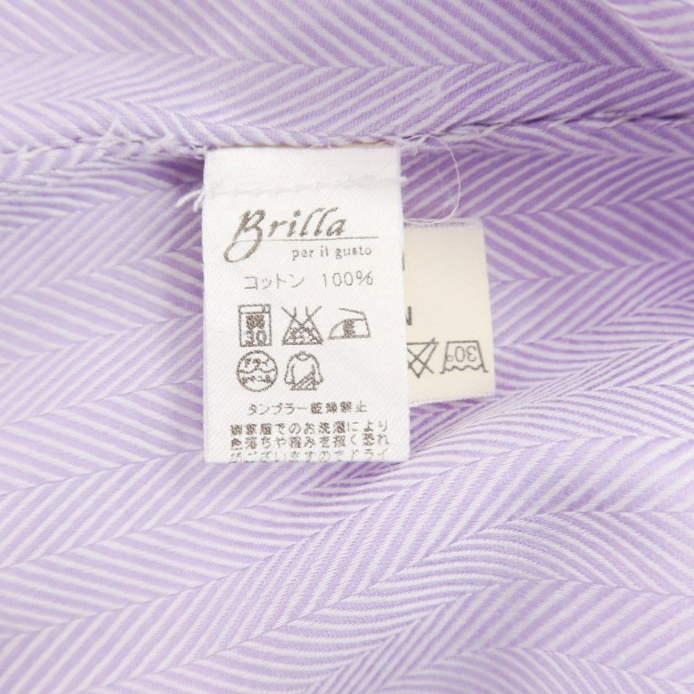 [Used] Giovanni Inglese Cotton Herringbone Wide Collar Dress Shirt Light Purple [38] [Condition Rank C] [Men&