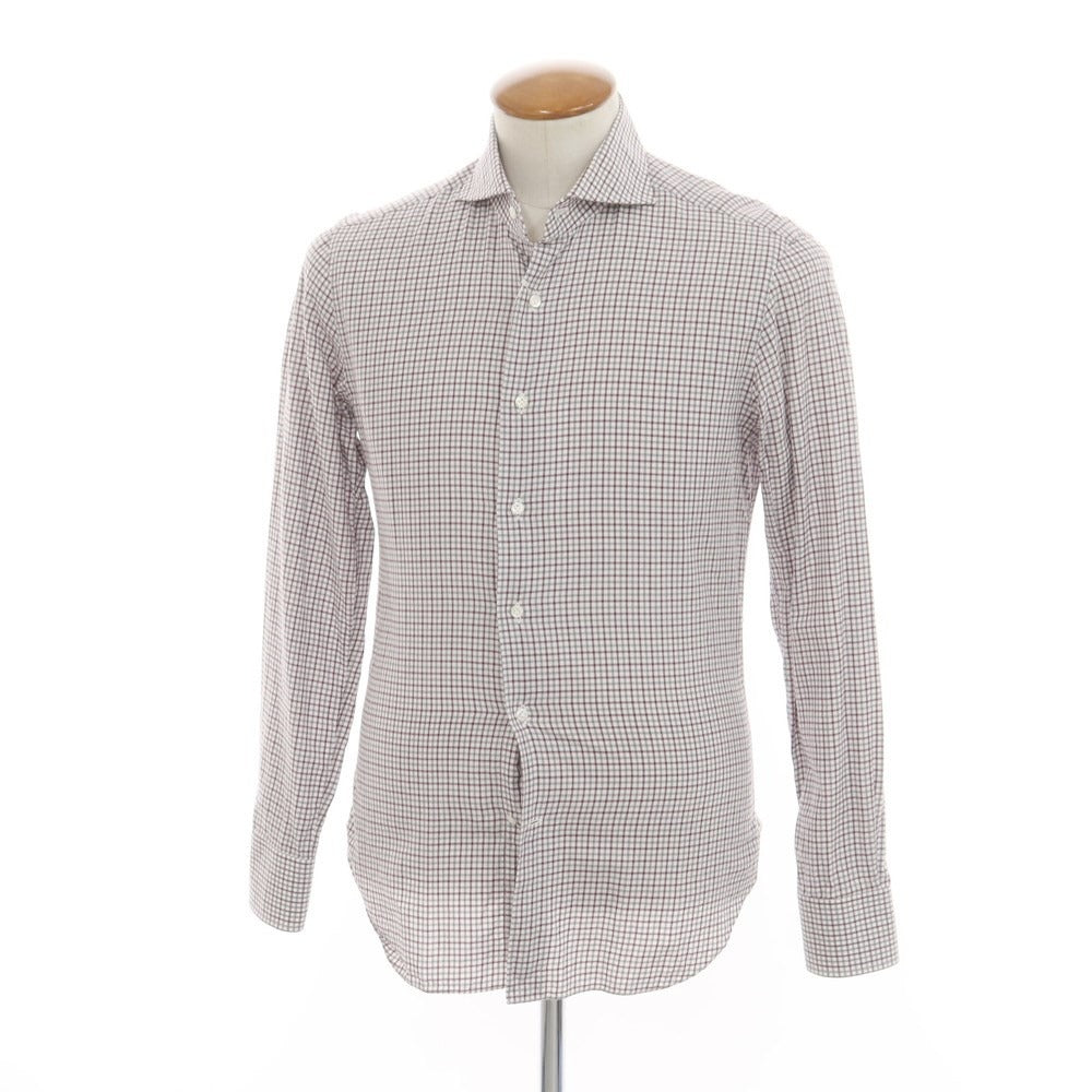 [Used] Alessandro Gherardi ALESSANDRO GHERARDI Cotton Horizontal Collar Casual Shirt White x Gray [39] [Condition Rank C] [Men&