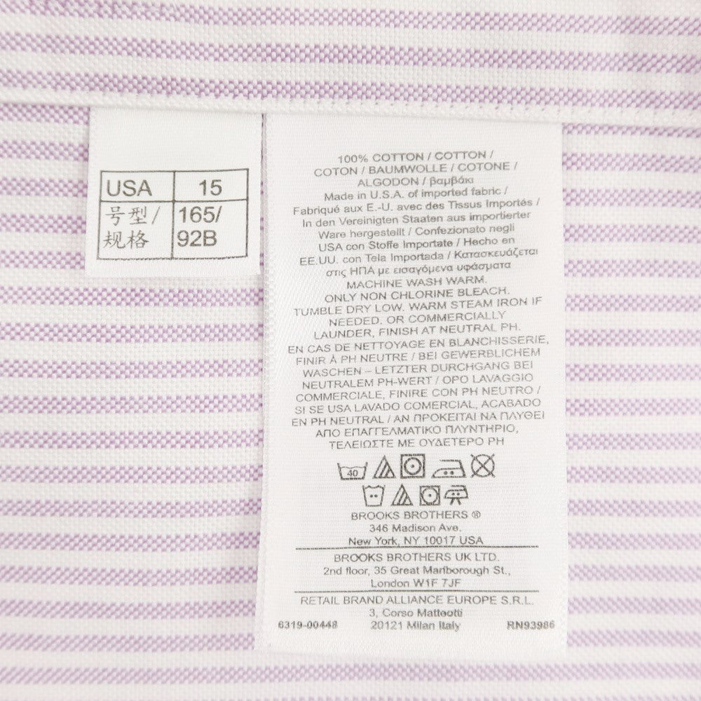 [Used] Brooks Brothers Cotton Striped Casual Shirt White x Purple [15-33] [Condition Rank B] ​​[Men&