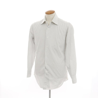 [Used] LES LESTON Cotton Striped Regular Collar Dress Shirt White x Black [16] [Condition Rank C] [Men&