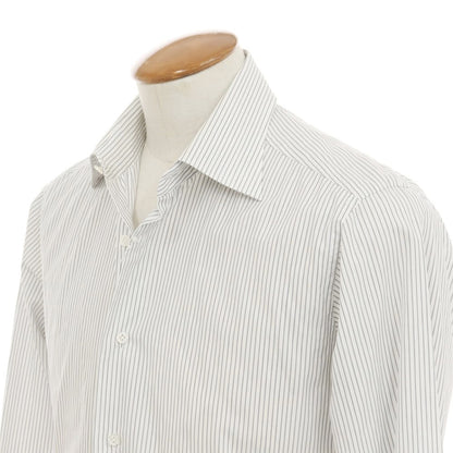 [Used] LES LESTON Cotton Striped Regular Collar Dress Shirt White x Black [16] [Condition Rank C] [Men&