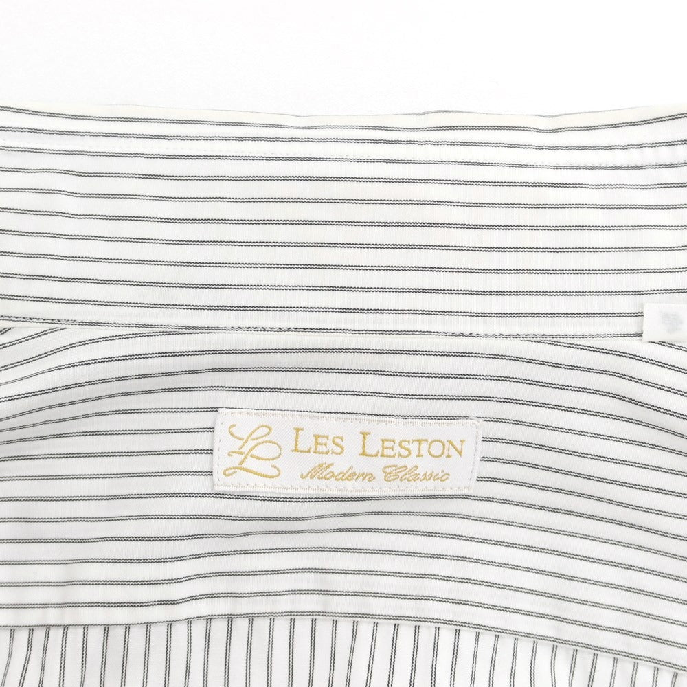 [Used] LES LESTON Cotton Striped Regular Collar Dress Shirt White x Black [16] [Condition Rank C] [Men&