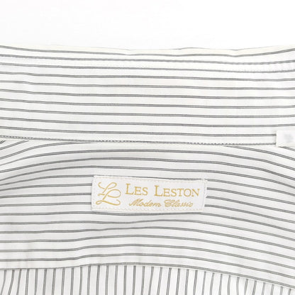 [Used] LES LESTON Cotton Striped Regular Collar Dress Shirt White x Black [16] [Condition Rank C] [Men&