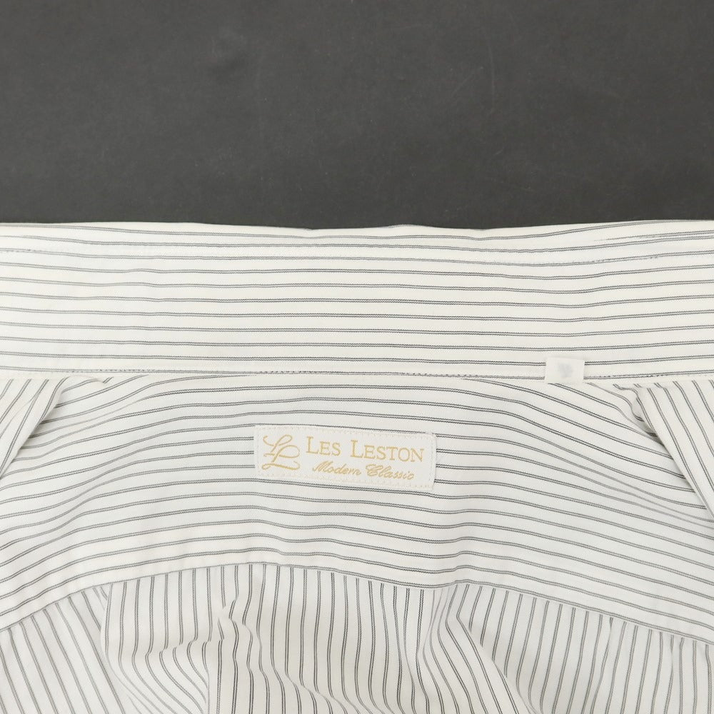 [Used] LES LESTON Cotton Striped Regular Collar Dress Shirt White x Black [16] [Condition Rank C] [Men&