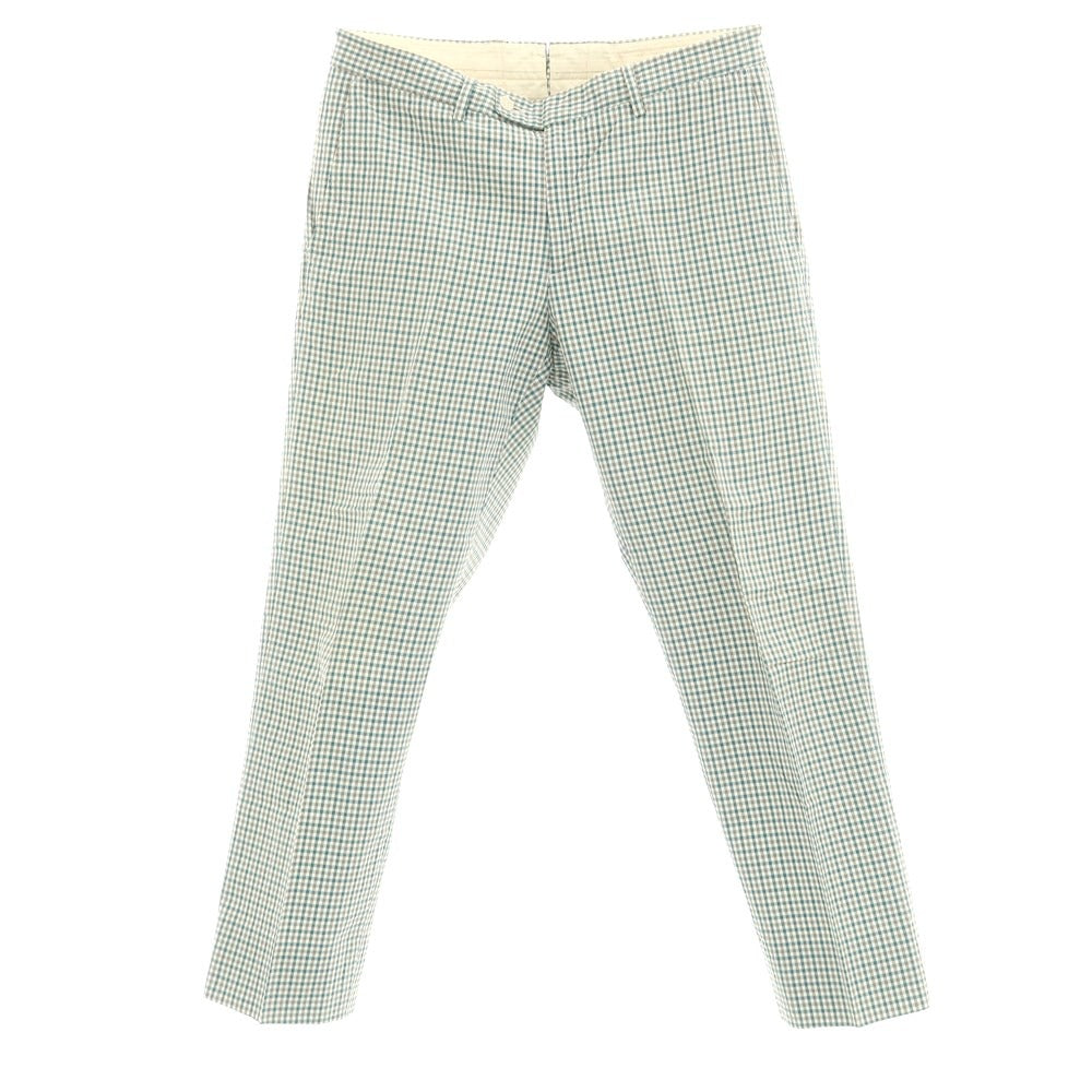 [Used] GBS Trousers Cotton Silk Check Slacks Pants Green x White [48] [Condition Rank C] [Men&