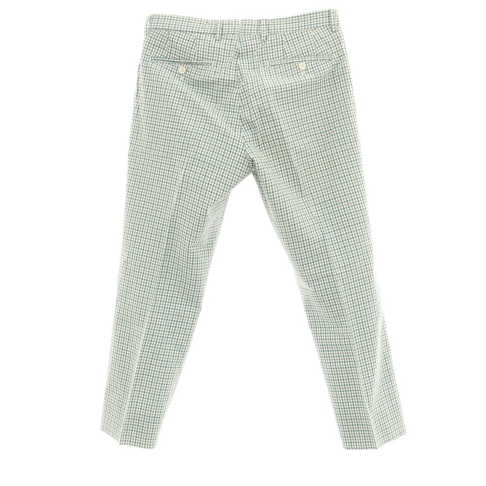 [Used] GBS Trousers Cotton Silk Check Slacks Pants Green x White [48] [Condition Rank C] [Men&