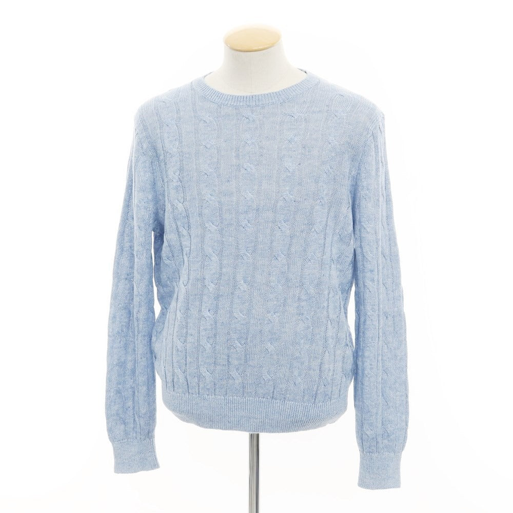 [Used] Brooks Brothers Linen Cable Knit Crew Neck Sweater, Light Blue [S] [Condition Rank B] ​​[Men&