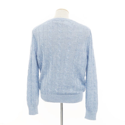 [Used] Brooks Brothers Linen Cable Knit Crew Neck Sweater, Light Blue [S] [Condition Rank B] ​​[Men&