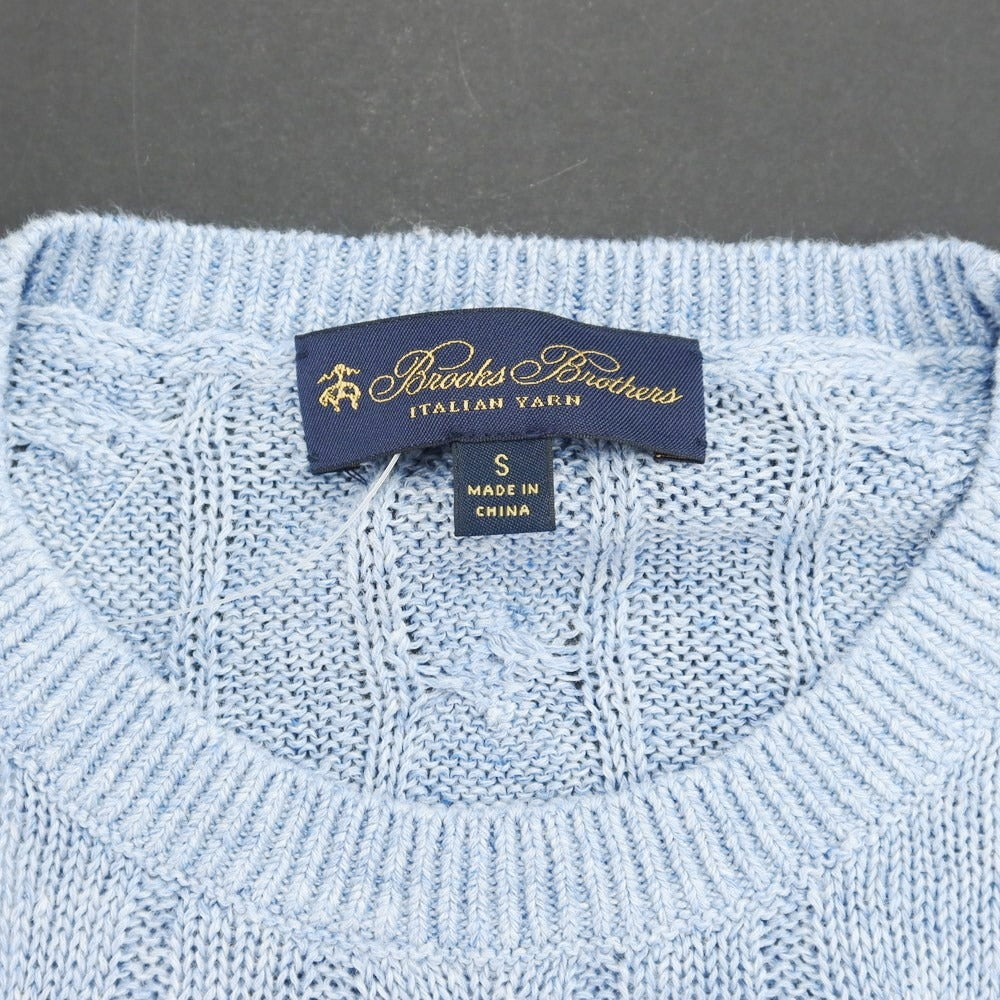 [Used] Brooks Brothers Linen Cable Knit Crew Neck Sweater, Light Blue [S] [Condition Rank B] ​​[Men&