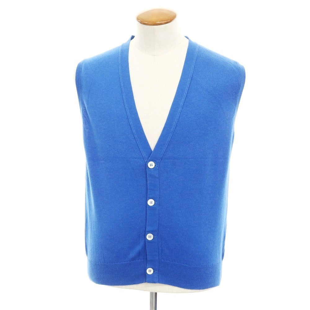 [Used] BASSETT WALKER High Gauge Cotton Knit Vest Cardigan Blue [42] [Condition Rank B] ​​[Men&