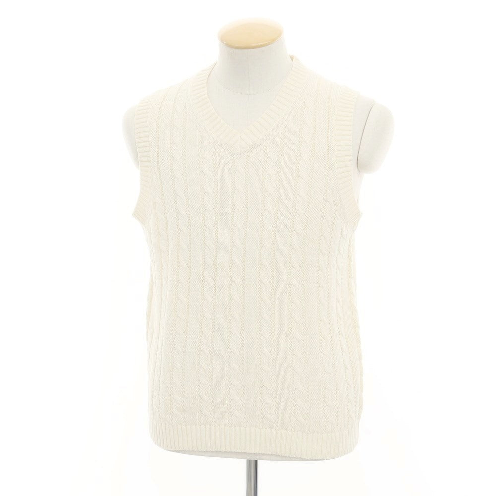 [Used] BEAMS PLUS Linen Cotton Cable Knit Vest Ivory [S] [Condition Rank C] [Men&