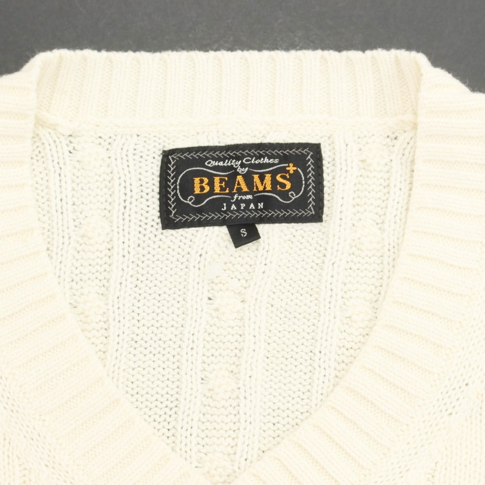 [Used] BEAMS PLUS Linen Cotton Cable Knit Vest Ivory [S] [Condition Rank C] [Men&