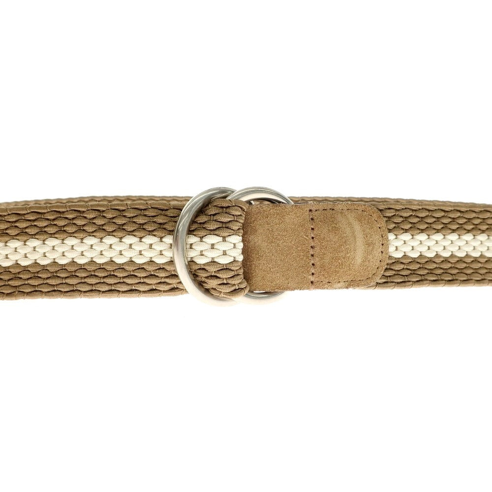 [Used] BEAMS F Elastic Double Ring Mesh Belt Dark Beige x White [80] [Condition Rank B] [Men&